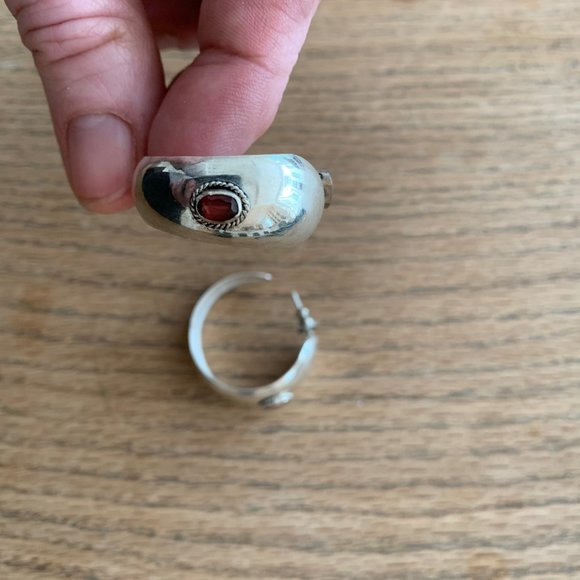 Sterling Silver Hoop Earrings - Picture 3 of 5